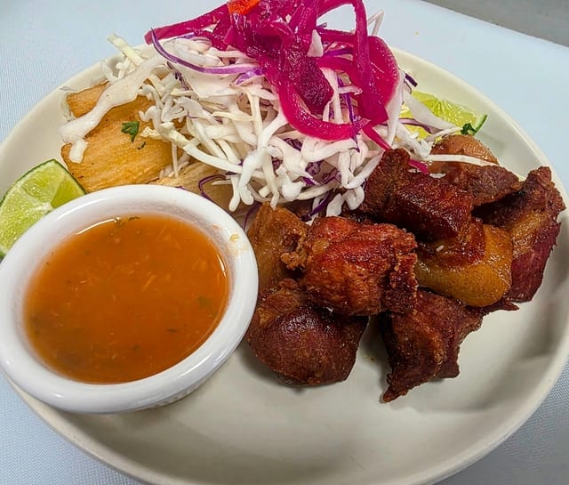 Yuca con Chicharron.